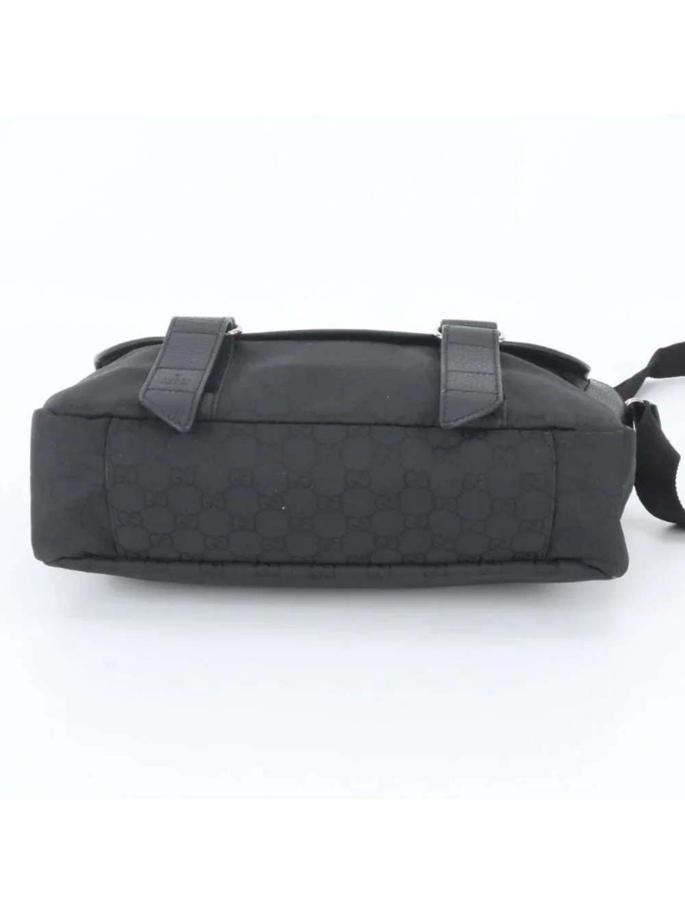 Gucci GG Canvas Leather Shoulder Bag Crossbody Messenger Black